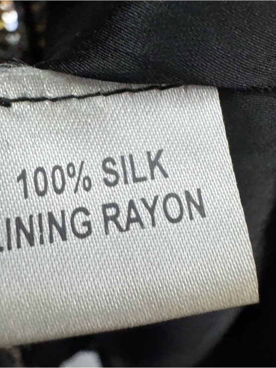 Parker Silk Sequin Mini Dress Gold Black Long Sleeve V Neck Party L - Picture 10 of 15